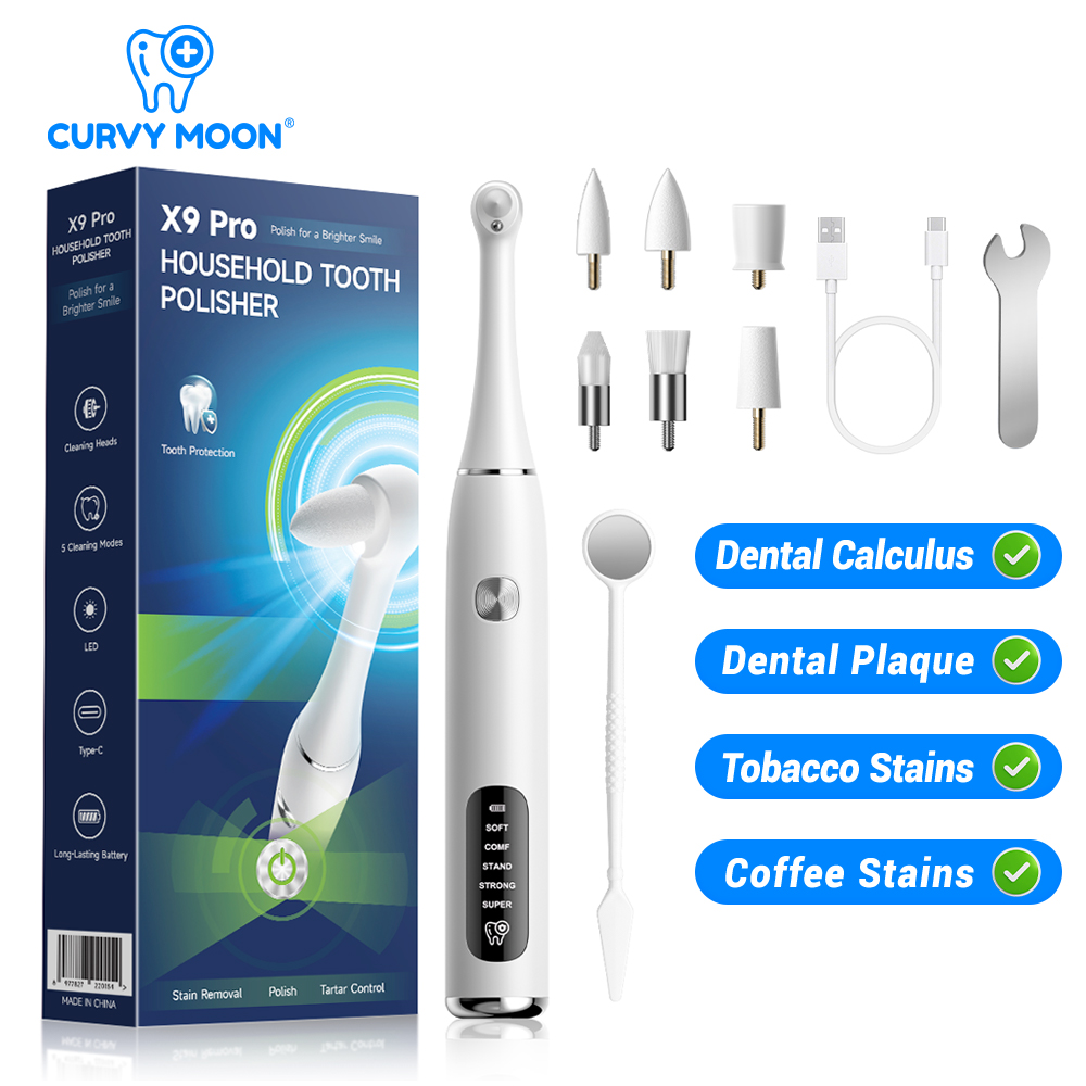 Teeth Whitening Or Tooth Whitening - CURVY MOON Brosse de polissage dentaire