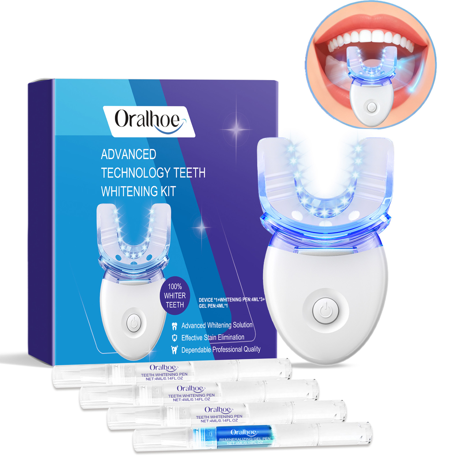 Teeth Whitening Hismile - Kit professionnel de lumière LED de