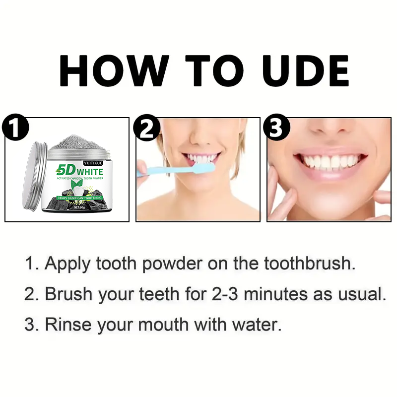 YUlTlKUE Poudre dentifrice bla - Teeth Whitening Charcoal Powder avis et prix